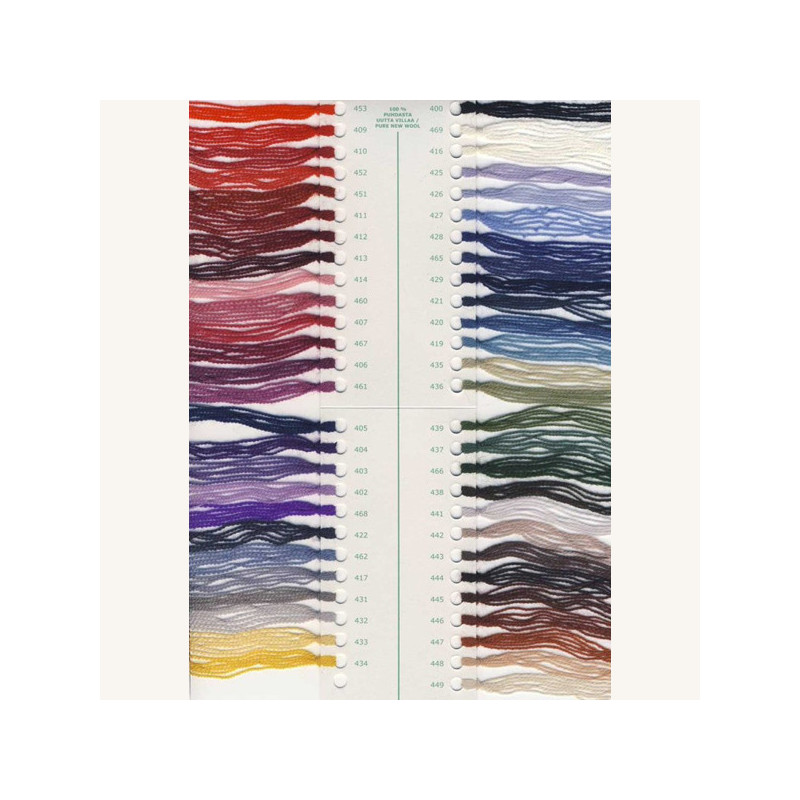 Farbkarte für das Schurwollkammgarn "Veera".